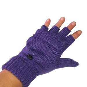 Lane Bryant Gloves Mittens Convertible Fingerless Purple Metallica New